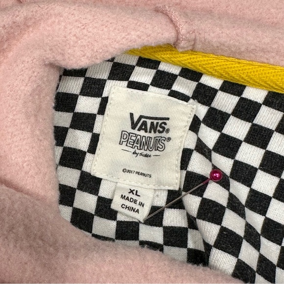 Vans x Peanuts Collab Womens XL Hooded Sweatshirt Pink Graphic Long Sleeves - Picture 11 of 16